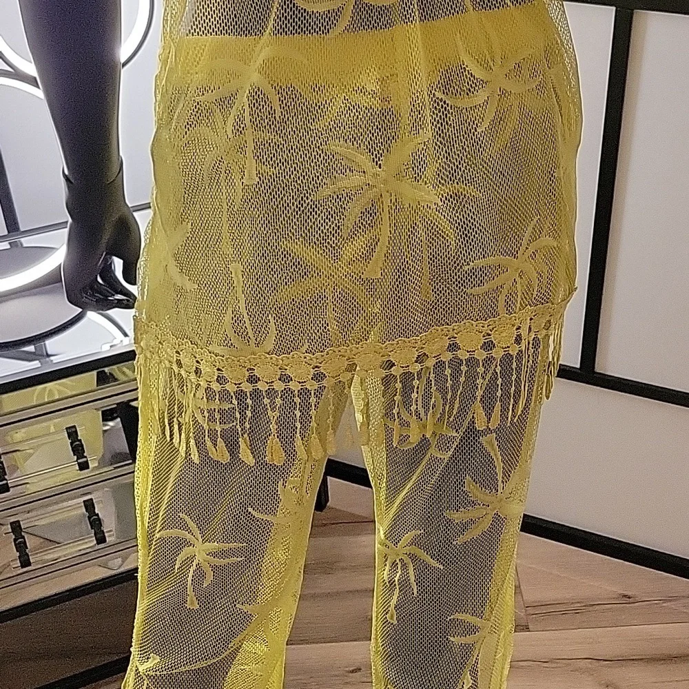 MIKEN Swim | 2-piece | Mesh Swimsuit Coverup | Sz. S | Mustard | NWOT + Swim top - Picture 10 of 17